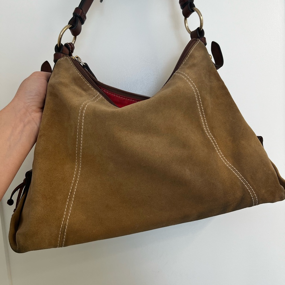 Downey and Bourne Brown Suede 90s vintage hobo shoulder Bag - Picture 3 of 5